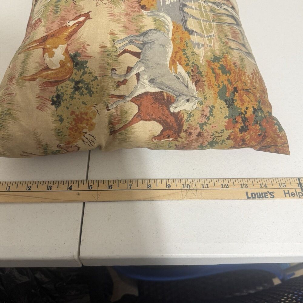 Vintage Horse Pasture Pond Fabric Handmade Pillow 21”x15” Cabin Equestrian - Picture 8 of 8